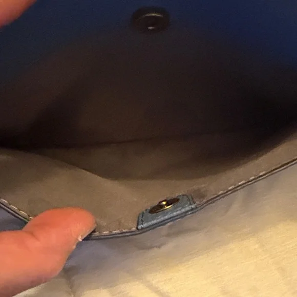 Fossil Blue Crossbody Bag with Gold Key Accent - Picture 4 of 5